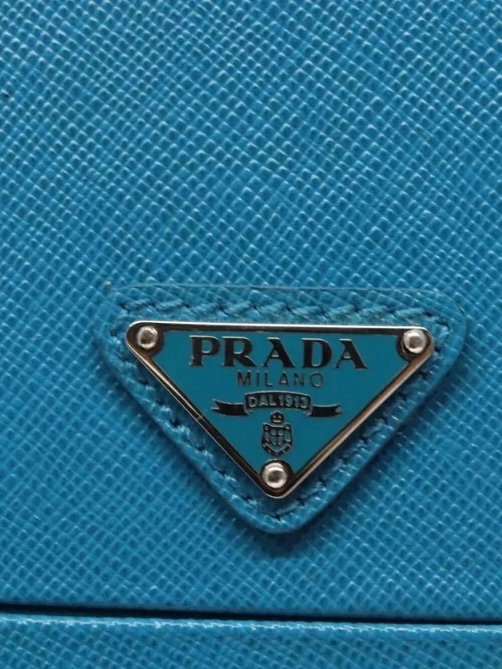 PRADA Cosmetic Pouch Leather Blue Auth 118869M